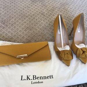 LK BENNETT SATIN COURTS AND MATCHING CLUTCH BAG